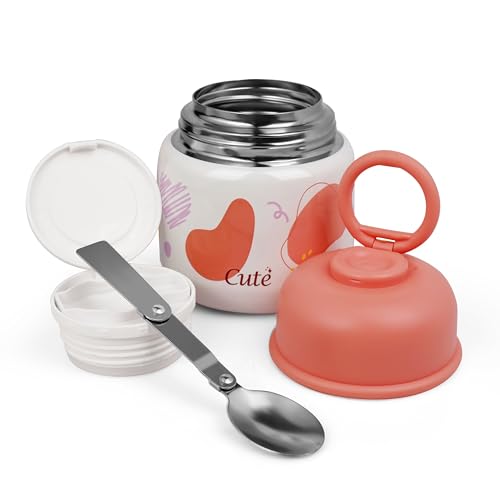 Image of Birch & Co. Baby Feeding Bowl and Spoon Set, Stainless Steel Food Bowls - 320ml, 304 Stainless Steel Baby Food Container with Double Wall Vacuum Insulation, BPA-Free Leak-Proof for School & Travel,Peach