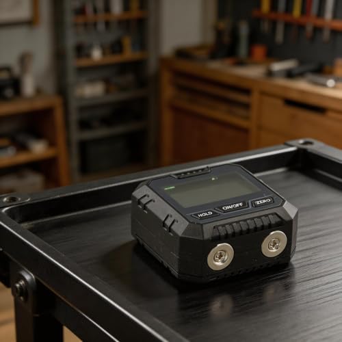 Digital Protractor Inclinometer with Magnetic Base 0 360° Angle Finder Gauge ±0.2° Accuracy Backlit Display Hold Functions Woodworking Construction - 3