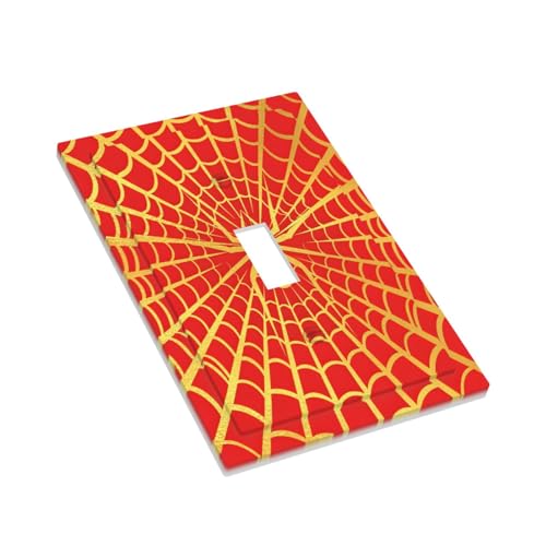Decorative Switch Plate Covers Red Background with Golden Spiderweb Spider 1 Gang Light Switch Cover Plate Single Toggle Wall Plate Outlet Covers Wall Plate Faceplate for Home Decor