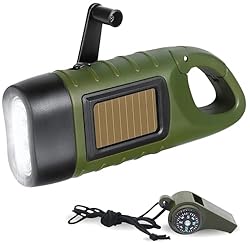 Alagax - Pack Linterna LED Recargable Carga Solar ...: 🔦 Linterna LED con batería incorporada que funciona con energía renovable a través de un panel solar que cargada llega hasta 10h en funcionamiento. Si la batería está descargada, podemos hacerla funcionar durante unos 10 minutos accionando una manive...