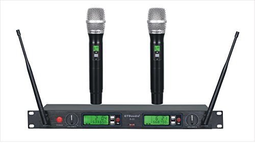 GTD Audio UHF 200 Selectable Frequency Channel Professional 2 Wireless Microphone Mic System 22H
