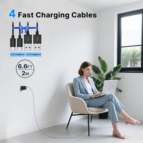 Image of 2 Pack 200W USB C Charger Block, Foldable 4-Port GaN5 Super Fast Charger USB C, Dual 65W Type C Charging Block, Laptop Fast Charging Adapter for MacBook Pro /Air, iPad, iPhone, Samsung Galaxy Black