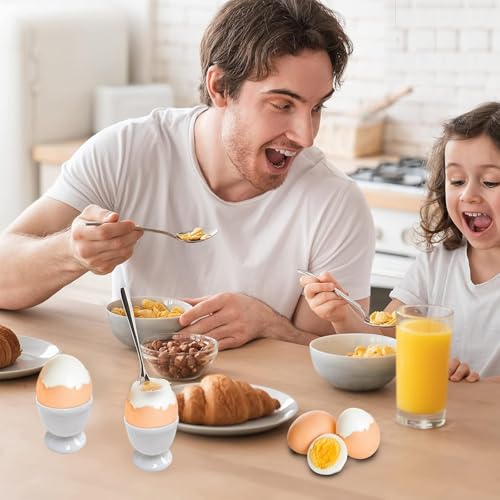 9 Stück Eierbecher set, Runde Eierbecher 4,7 x 4,8 cm/1,85 x 1,89 Zoll, Ostergeschirr aus Hochwertiger Kunststoff für Camping, Zu Hause, für das Frühstücksei Beim Brunch & Buffet(Weiß)