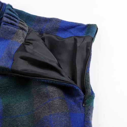 Women's Winter Plaid Maxi Skirt Elegant High Waist Warm Wool Long Pleated Skirt S-3XL4