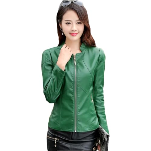 Alloaone Chaqueta De Cuero Genuino Para Mujer Prendas De Vestir Exteriores De Piel De Oveja Chaqueta De Cuero Real Para Mujer grenen 3XL