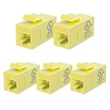 VCE CAT6 Keystone Coupler,RJ45 Female to Female Ethernet Insert Jack, 5-Pack UTP Network Inline Connector - Yellow UL Listed