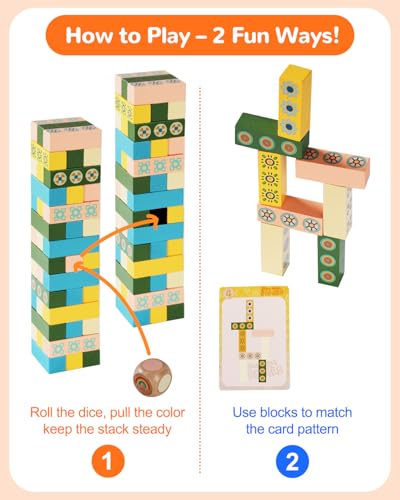 Zamtzax Wooden Stacking Tower Game for Kids & Adults – Educational Wooden Stacking Blocks Puzzle Game for Kids Ages 3+, Fast-Paced Family Fun for Party, Classroom & Kid Games - Image 2