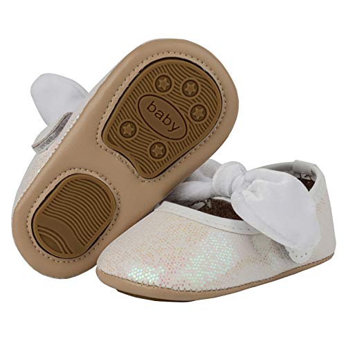 RVROVIC Baby Girls Mary Jane Flats Anti-Slip Rubber Sole Bow Toddler Princess Dress Shoes(0-6 Months Infant,Z1-White) - Thumbnail 7