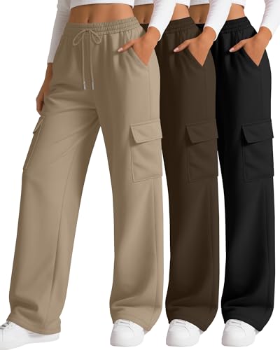 Neer 3 Pack Women's Cargo Sweatpants Wide Leg Baggy Loose