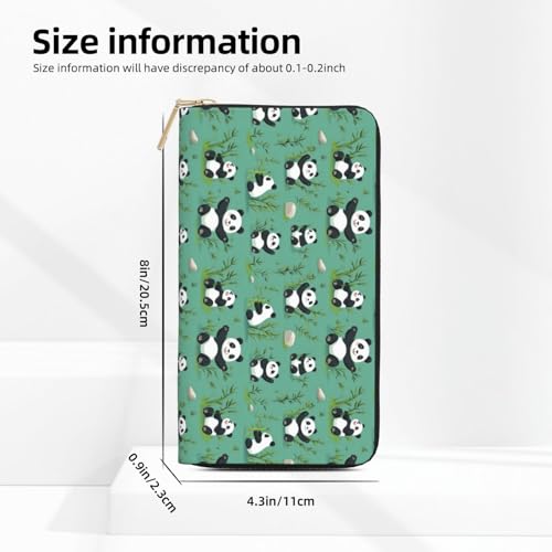 Cute Panda Cartoon Print Wallet Women Men, Long PU Leather Wallets for Women, Cute Womens Travel Wallet Purse Pouch with Zipper Pocket3