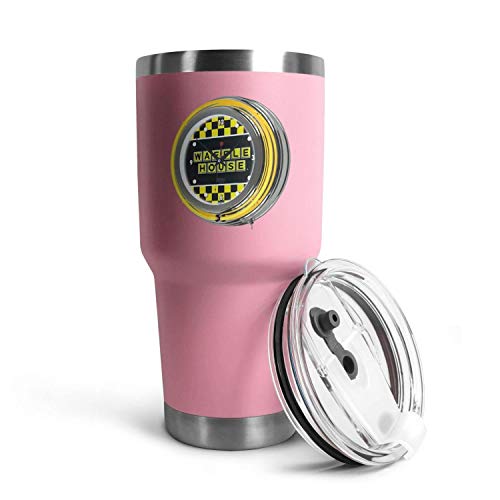 30OZ Stainless Steel Tumbler Waffle-House-Checkered-Chrome-Double-Clock- Powder Coated Tumbler Insulated Coffee Cup Mugs