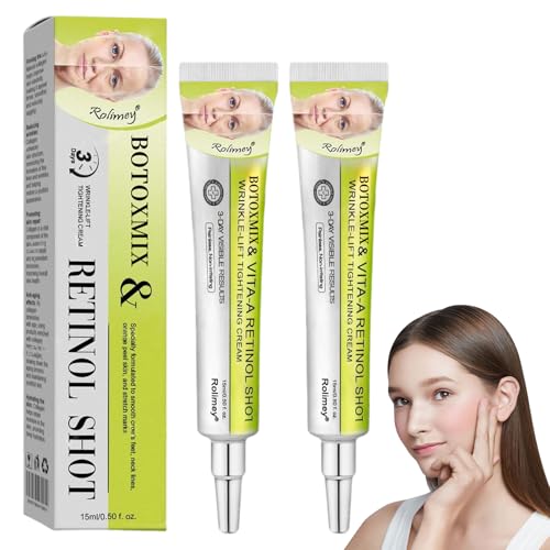 Rolimey Botoxmix & Vita-A Retinol Shot Wrinkle-Lift Tightening Cream, Advanced Retinol Body Lotion, Anti Wrinkle Cream - Natural Pore Minimizer, Wrinkles & Fine Lines for All Skin (2 Bottle)