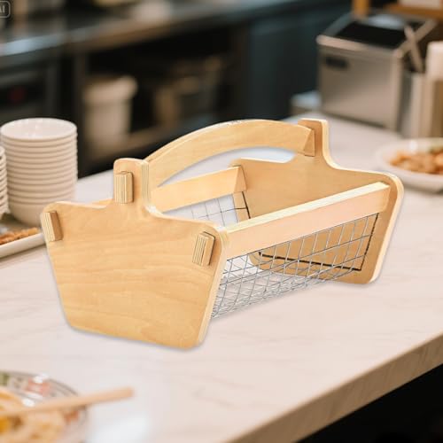 Frutero de madera con base de metal reforzado y diseño moderno para pan 3