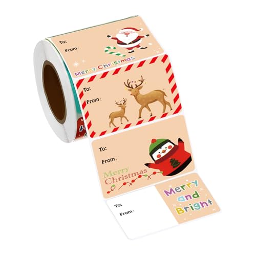 クリスマスステッカー ロール - 500枚入り 多彩なキャラクター粘着ステッカー 自己粘着ラベル 封筒用シールや祝祭タグとして活用可能 グリーティングカードやペーパー装飾に便利 季節感ある演出やイベント用デコレーションにも最適