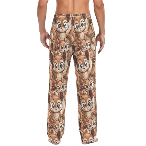 Mens Pajama Pants Big Eyed Squirrels Lounge Pants with Pockets,Elastic Waist Sleep Bottoms-S3