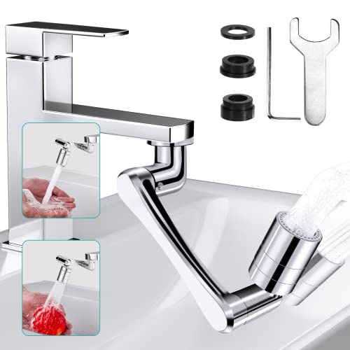 Wasserhahn Verlängerung, 1440° Drehbar Wasserhahn Luftsprudler mit Spritzfilter, Drehbarer Multifunktionaler Verlängerungshahn, Universal Perlatoren, Wasserhahn Aufsatz Schwenkbar für Küche Bad Cover