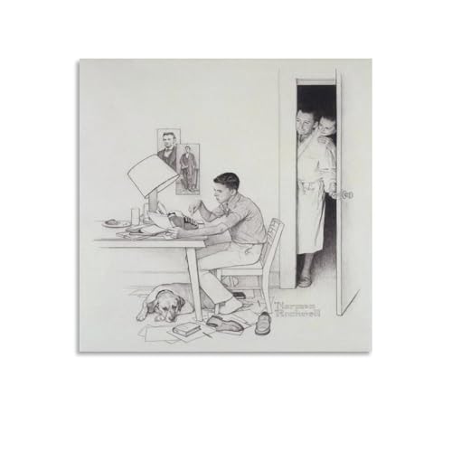 Nor-man Rockwell Poster Daily Hampshire Gazette Posters Art Print Wall Photo Paint Poster Hanging Picture Family Bedroom Decor 16x16inch(40x40cm)