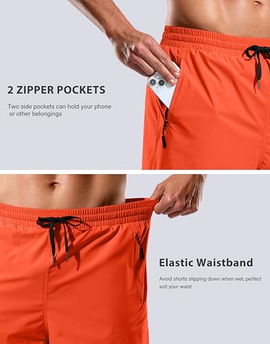 Image of G Gradual Mens Swim Trunks with Compression Liner 7 inch /9'' Quick Dry Board Shorts Swimsuit Bathing Suit for Men Zipper Pockets