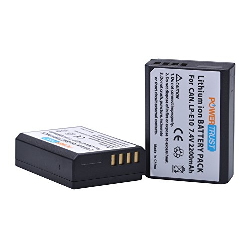 Powertrust 2-Pack Lp-E10 Battery Lp E10 Lpe10 Batteries And Lcd Usb Dual Battery Charger For Canon Eos Rebel T3, T5, T6, T7, Kiss X50, Kiss X70, Eos 1100D, Eos 1200D, Eos 1300D, Eos 2000D #TOP4