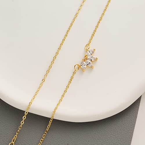 Mideeo CK-01-CZ FLOWER -GD Petal Cz Diamond Necklace For Women Dainty Cubic Zirconia Solitaire Pendant Necklace 14K Gold Plated Cz Simulated Diamond Necklace Anti Tarnish Minimalist Jewelry thumb #5