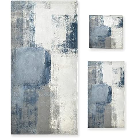 AIYOOLER Vintage Blue Grey Towel Set Cover