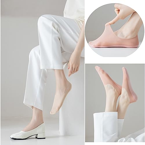 5 Pairs Invisible Ice Silk Breathable No Show Socks, Ultra Low Cut Liner Non Slip Hidden for Women3