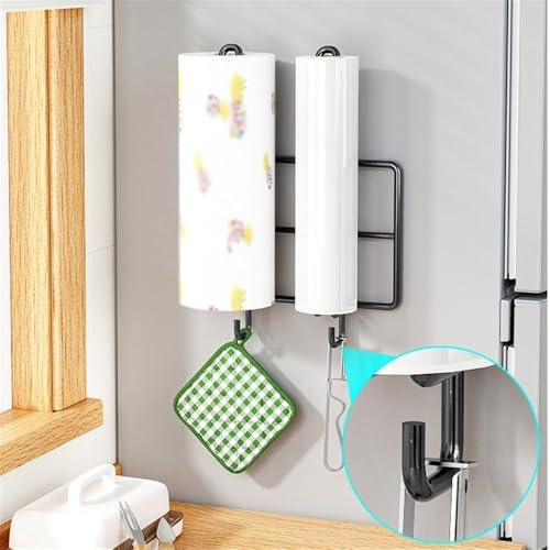 Toallero de papel de cocina de pared blanco para organizar bolsas y optimizar espacio 4