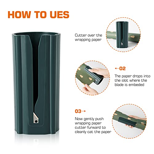 Christmas Wrapping Paper Cutter Tool Tube, Sliding Gift Wrap Cutter,Kraft Paper Roll Slitter Cutter, Easy To Cut Wrapping Paper Cutter,Round Lip, Safer And Easier Cutting (2Pcs Large) #TOP3