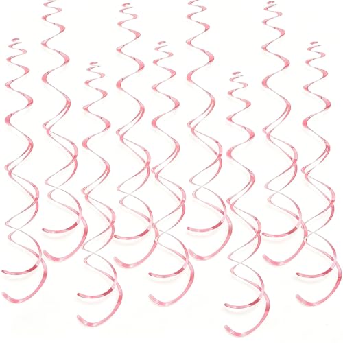 32 PCS Pink Hanging Swirl, Sparkle Ceiling Hanging Decorations, Plastic Streamer Party Decorations for Birthday, Baby Shower, Bridal Shower, Easter, Graduation