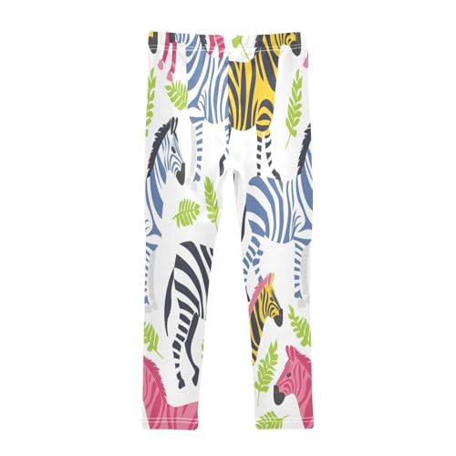 Bolaz Toddler Girls Leggings Printed Yoga Pants Leggings Blue Yellow Zebra for Kids2