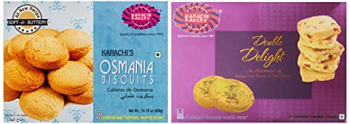 Image of Karachi Bakery Osmania Biscuits, 400g, Karachi Bakery Double Delight Fruit Biscuit with Badam and Pista, 400g