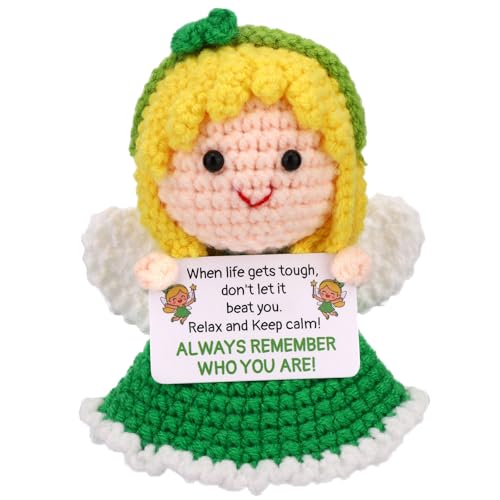 Muñeca Hada Positiva Tejida a Mano 9x7x6cm miniatura 1