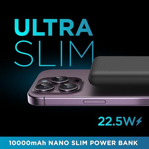 Image of URBN 10000 mAh Nano Slim Power Bank - Black with Designer Cable Type C to C