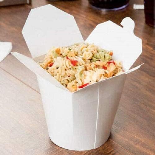 32oz [25-500pcs] Round Base Noodle Box, Chinese Takeaway Cardboard Box, Small Folding White Noodle Box, Disposable Hot Takeaway Box, Microwavable, Recyclable Pla Burger Carton (25)