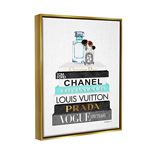 Image of 'Bookstack with Beauty Brushes'| Floating Frame Canvas Art