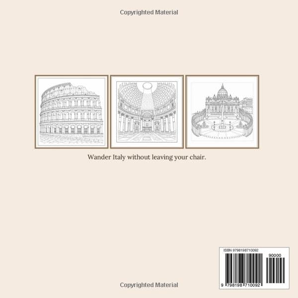 Adult Coloring Book Italy Travel Landmarks: Intricate Architectural Line Art of Renaissance Details & Hidden Courtyards: 24 Precise Geometric Drawings ... Buildings for Relaxation and Creative Focus image 3