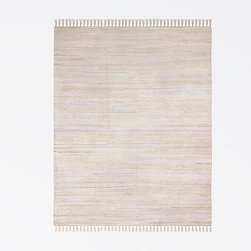MY-RUG Kelim Chindi Teppich Nandini 80x150cm, Läufer Eingang Creme, Fleckerlteppich handgewebt,...