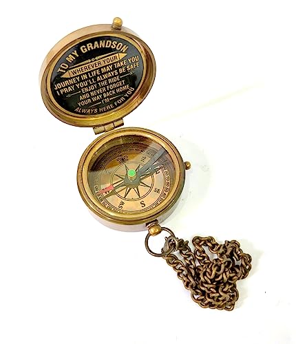 Brújula de bronce personalizada para nieto miniatura 1