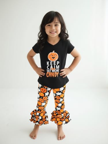 Image of Unique Baby 2 Piece Girls Double Ruffle Leggings and Short Sleeve Shirt Clothes Set Kid and Toddler Girl Outfit