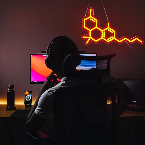 Image of Smoke Shop Neon Sign about Molecular Structure for Store or Bar Advertising,Smoking Lounge Decor,Easy Hanging,5V USB Powered.16 * 9.5inches.