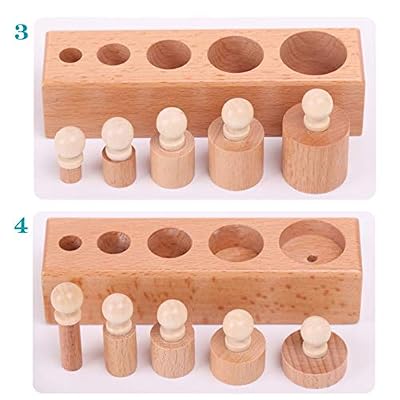 Thoth Montessori Knobbed Cylinder Socket Montessori Materials Wooden Cylinders Ladder Blocks Educational Wooden Toy Montessori Education Toy Family Version