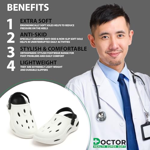 Image of DOCTOR HEALTH SUPER SOFT Stylish & Comfortable Mens Non Slip Clogs with Lightweight Padded Shoes Adjustable Strap Clogs for Men Daily Wear Mules for Men