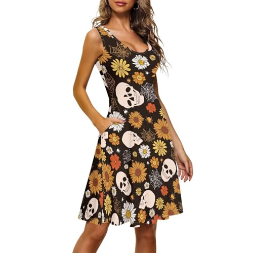 Image of TOADDITDO Womens Summer Sleeveless Tank Dress with 2 Side Pockets XS-4XL Plus Size