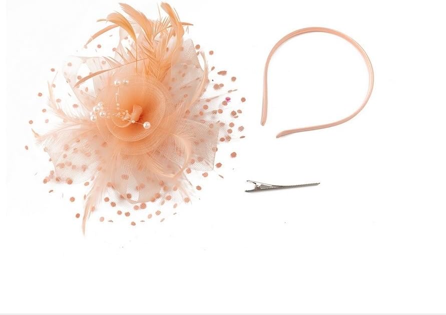 JUNBESTN Fascinators Hat Tea Party Headwear for Women Flower Mesh Feathers Headband - Image 5