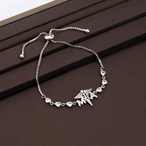 Image of Medical Assistant Bracelet MA Charm Adjustable Bracelet Nurse Graduation Gift MA Caduceus Medical Charm Jewelry