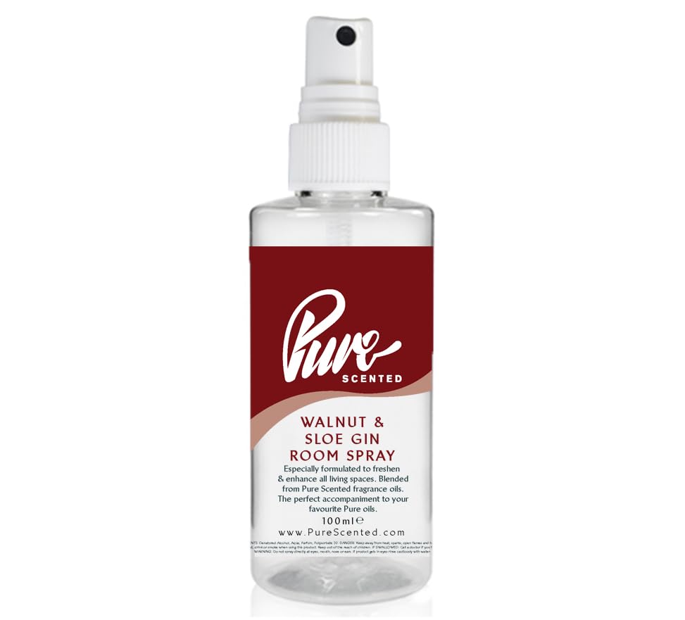Pure Scented 100ml Room & Fabric Sprays Suitable For Home, Car, Caravan, Work, Gym Bags, Odour Eliminators (1 x 100ml, Walnut & Sloe Gin)