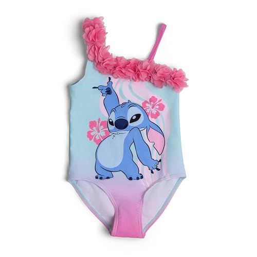 Bañador de Lilo y Stitch para niñas, ropa de baño infantil con flores tropicales
