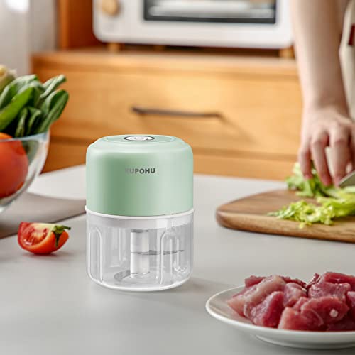 Rupohu Wireless Electric Mini Food Choppers, Green Powerful Electric Garlic Chopper，Small Food Processor For Garlic Pepper Chili Onion Celery Ginger Meat With Spoon And Brush（100+250Ml) #TOP7