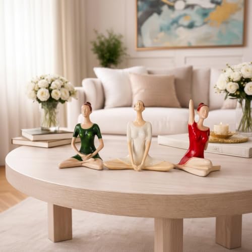 Image of Xtore Serene Trio Yoga Figurines for Calm Corners, Shelves, and Study Tables