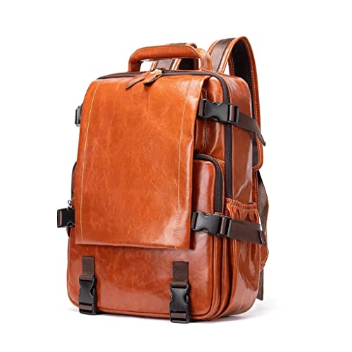 XXZY Mochila De Cuero para Hombre, Mochila Sencilla Multifuncional De Gran Capacidad para Estudiantes, Mochila De Viaje De Ocio para La Universidad Cover